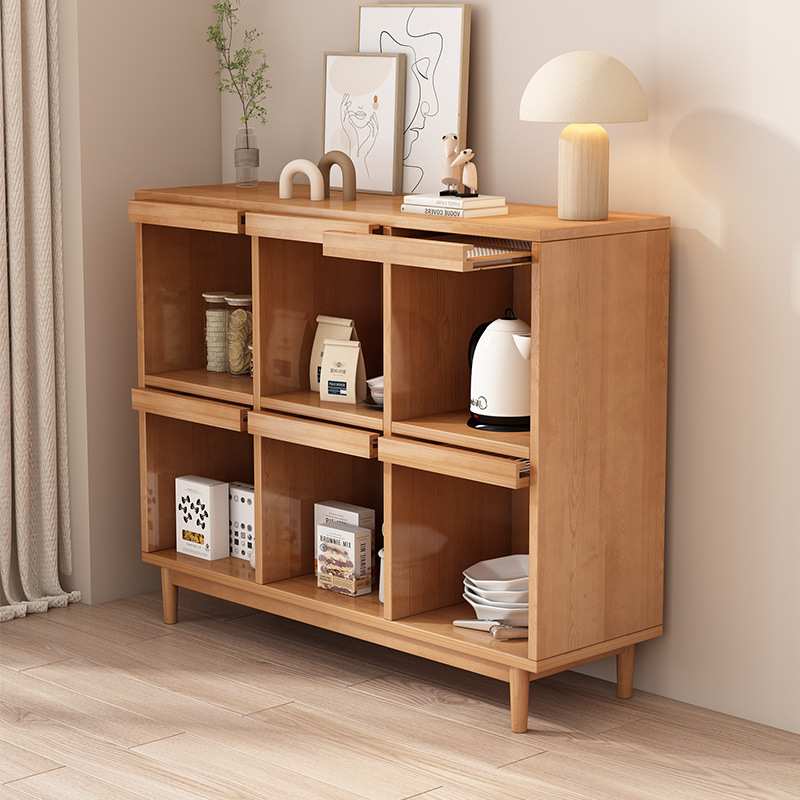 实木餐边柜厨房家用落地简约储物碗柜客厅多功能日式多层收纳橱柜