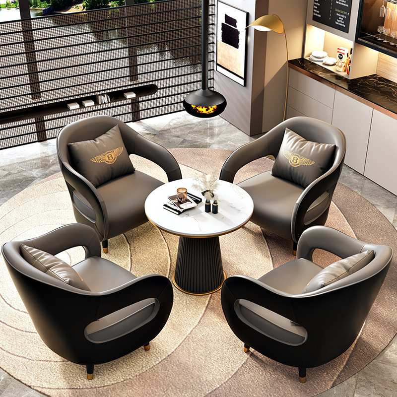 北欧售楼处接待桌椅轻奢酒店会客沙发组合办公室商务洽谈单人沙发