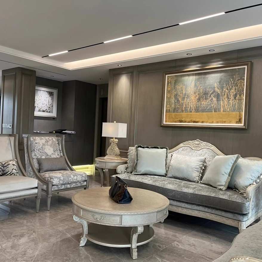 北美ART复兴印记复古做旧客厅圆茶几欧式家具轻奢实木雕花咖啡桌