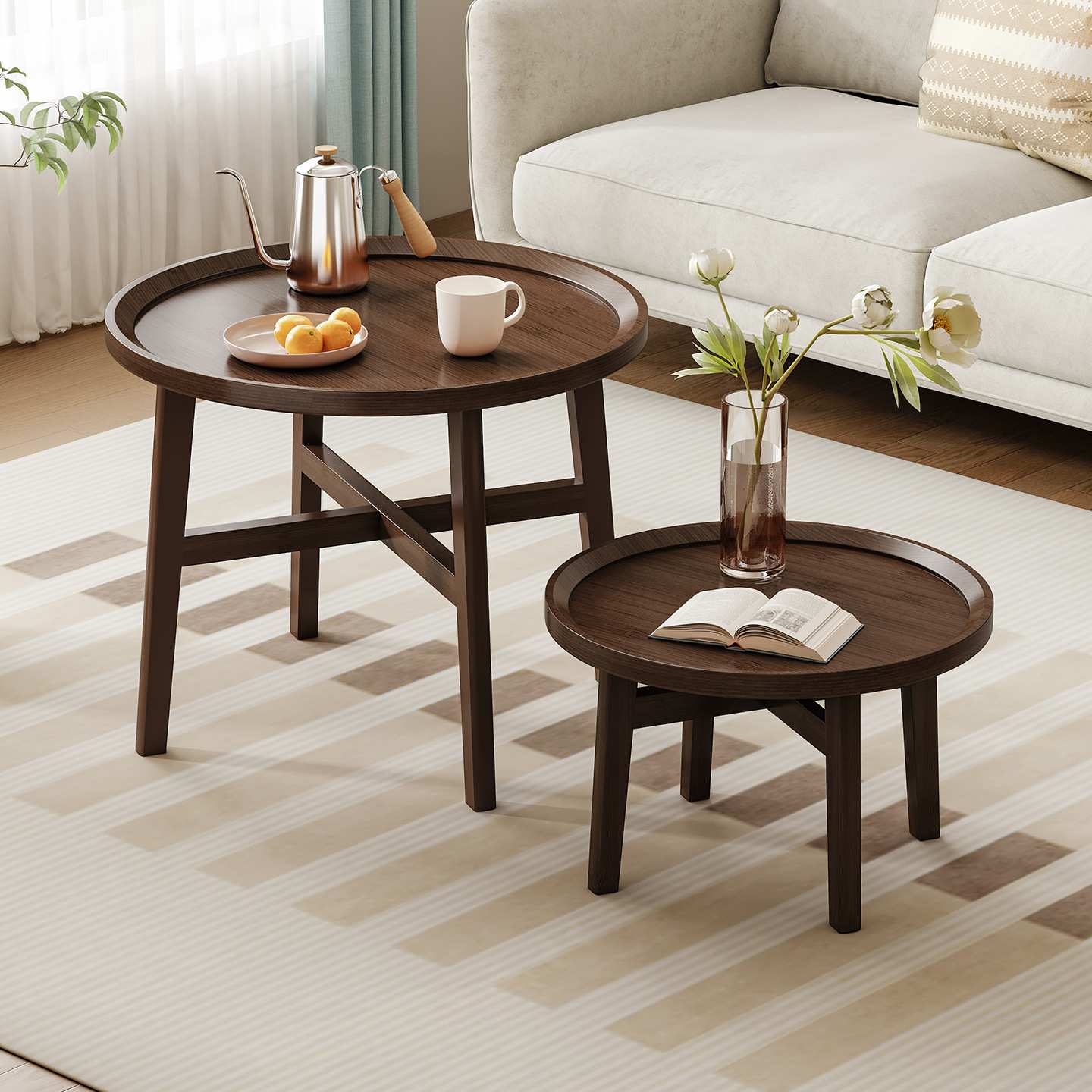 小圆桌客厅茶几小户型简易阳台桌子卧室床头桌民宿酒店沙发小边几