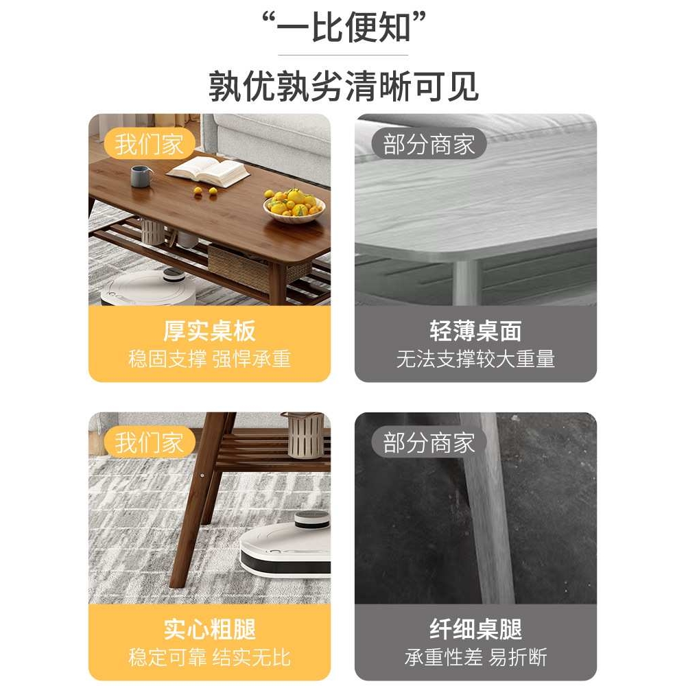 茶几桌小户型简约现代家用客厅北欧沙发边几日式实木矮桌子喝茶桌