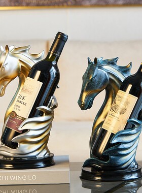 北欧创意红e酒架马摆件轻奢风高档客厅装饰工艺品摆设乔迁新居礼