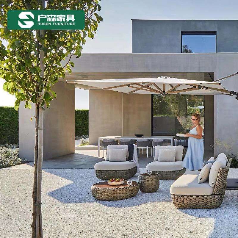 户外沙发组合庭院露台三人休闲防水防晒藤条室外藤椅藤编花园沙发