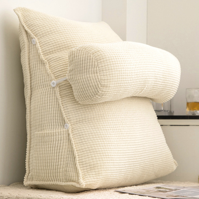 品质购 靠枕床头护颈护腰大靠背简F约沙发靠垫米白床上抱枕可拆洗