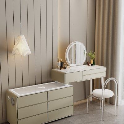 2023新款实木智能卧室梳妆台无线充电化妆台现代简约多功能化妆桌,住宅家具,梳妆台/桌,淘宝优惠券,粉丝福利购,淘宝优惠卷