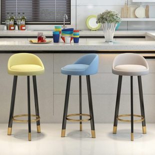 酒店吧台椅子简约前台椅子家用凳子带靠背北欧脚凳酒吧椅吧凳