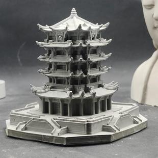 手工制水泥黄鹤楼摆件古代风格 饰 建筑模型微景观水族鱼缸造景装