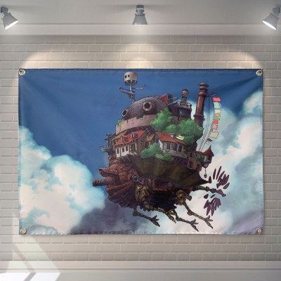 可定制哈尔的移动城堡动漫少女心宿舍寝室房间卧室背景墙装饰挂布,家居饰品,壁饰,淘宝优惠券,粉丝福利购,淘宝优惠卷