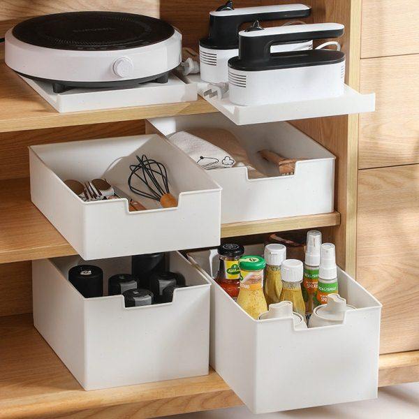 厨房伸缩拉篮带滑轨收纳盒橱柜抽屉式收纳筐多功能免打孔储物篮子,收纳整理,脏衣篮,淘宝优惠券,粉丝福利购,淘宝优惠卷