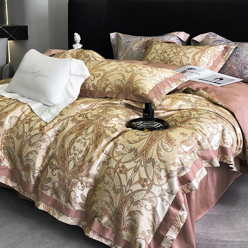 欧美风数码印花四k件套长绒棉被套床单四季用全棉时尚个性床上用