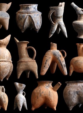 新石器时期仿古陶器纯手工u中式复古家居酒店博古架摆件古董收藏