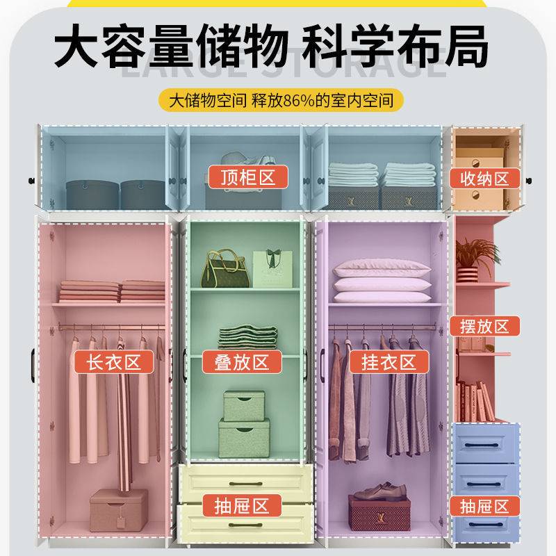 欧式大衣柜家用卧室实木推拉门柜子成人卧室衣橱单人双人出租房用