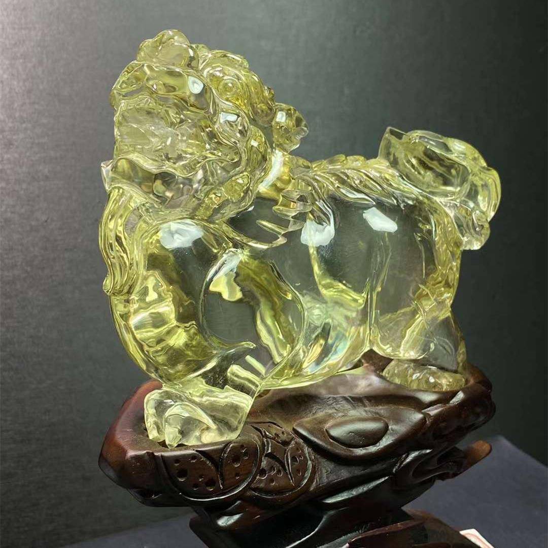 天然黄晶貔貅摆件原石701观赏石摆件晶体透黄水晶亮摆水晶雕刻家