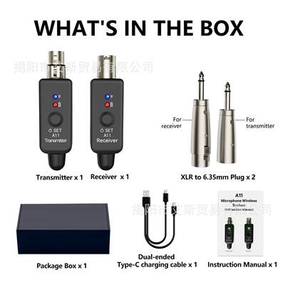 2.4GHz Wireless Mic Adapter  A11 无线卡侬麦克风转6.35 转接器