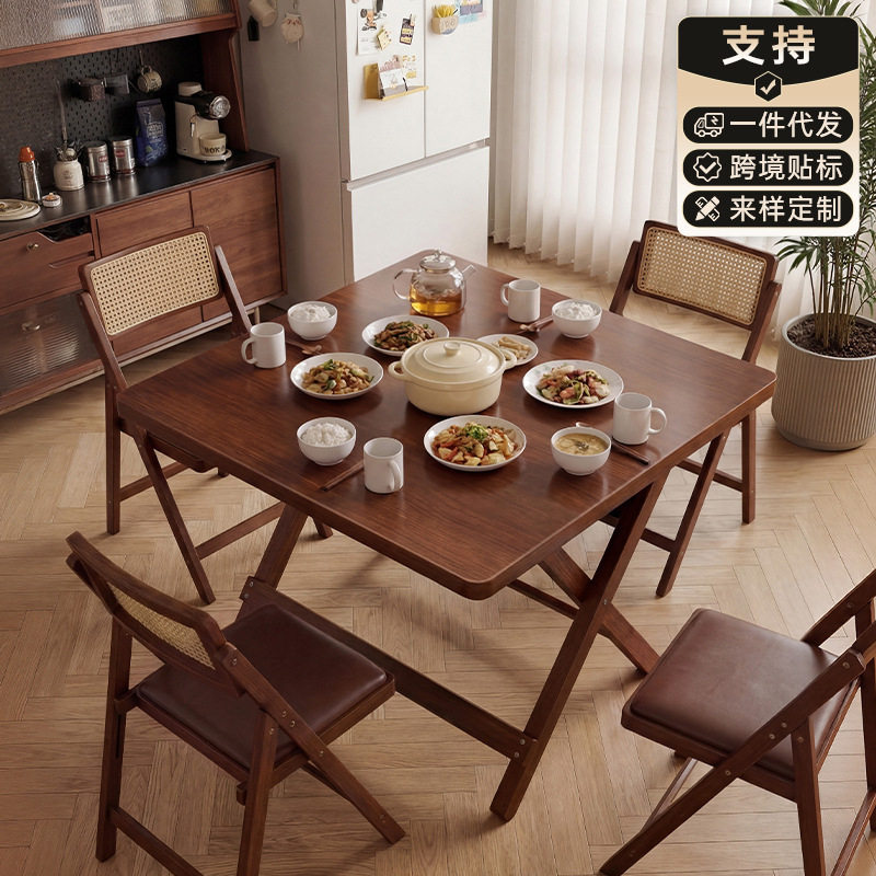 实木折叠桌正方形折叠餐桌家用小户型四方桌新型折叠式吃饭小桌子