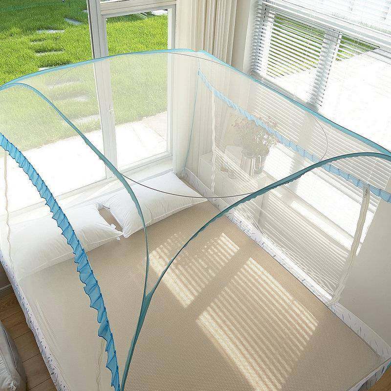 蕾加密高折加大顶免安装三开门蚊帐防摔儿MYJ50535童丝加密叠无需