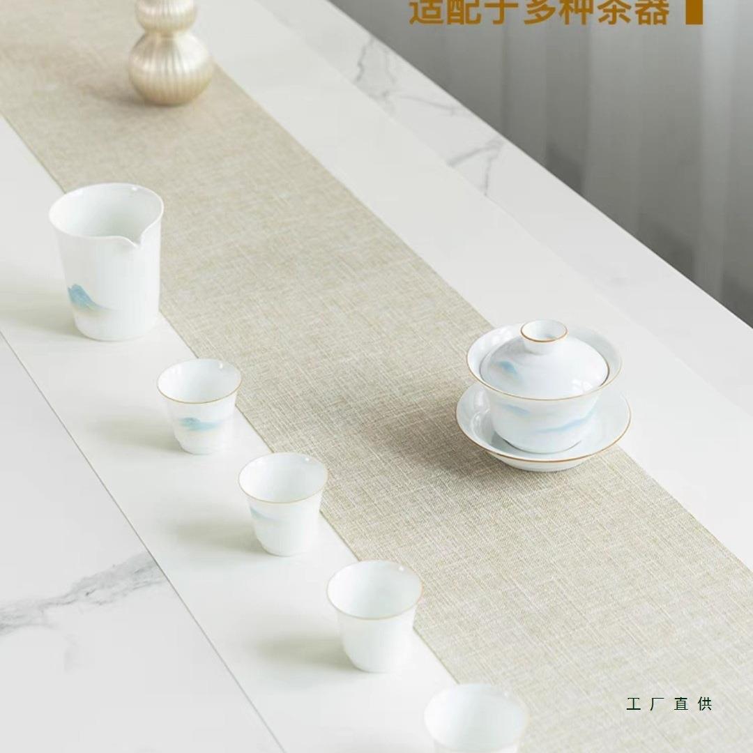 轻奢现代简约防布水席垫子JIT台布艺长款茶桌茶桌香道席桌茶旗
