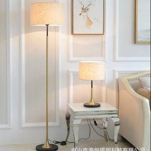 亚马逊led亚麻布罩台灯卧室书房床头阅读装饰落地灯可调光桌面