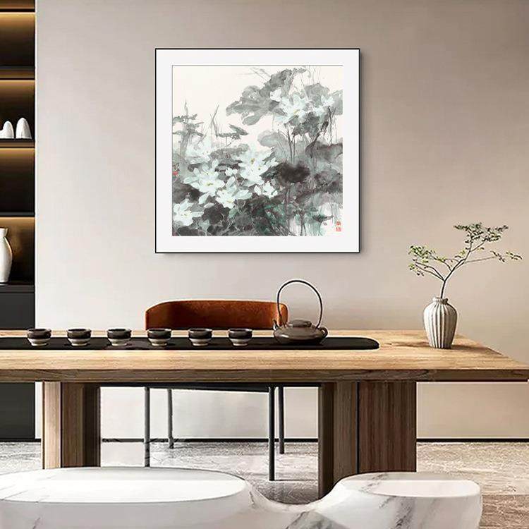 B-7-23荷花卉装饰画客厅沙发墨水玄关餐茶厅室办公室壁画新中式墨,家居饰品,现代装饰画,淘宝优惠券,粉丝福利购,淘宝优惠卷