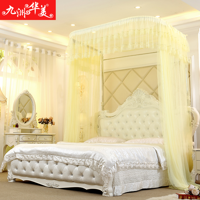 弧型导轨伸缩蚊帐1.8m双人家用上下升降公主风1.5米加厚加密宫廷