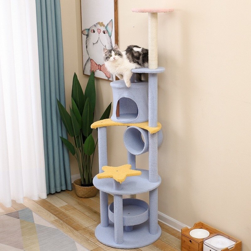 猫爬架猫窝猫树一体通天柱大x型趴架不占地三层跳台猫抓柱猫咪玩