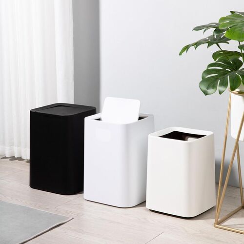 垃圾桶家用摇盖式方形简约时尚办公室厕所卫生间客厅W带内桶高颜