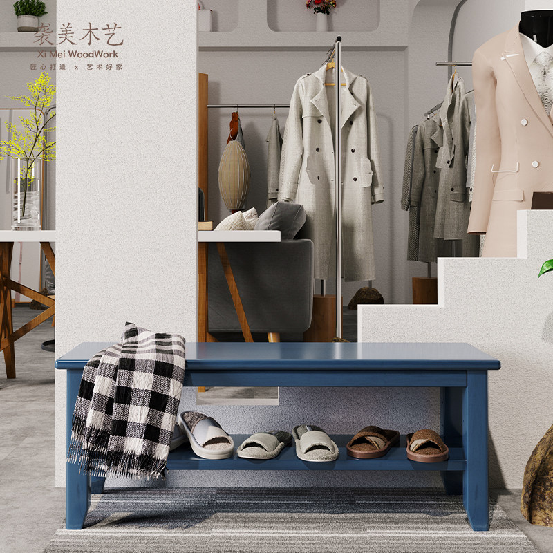 鞋店换鞋凳服装店小沙发凳实木店铺用休息凳试衣间凳子Z试换鞋凳