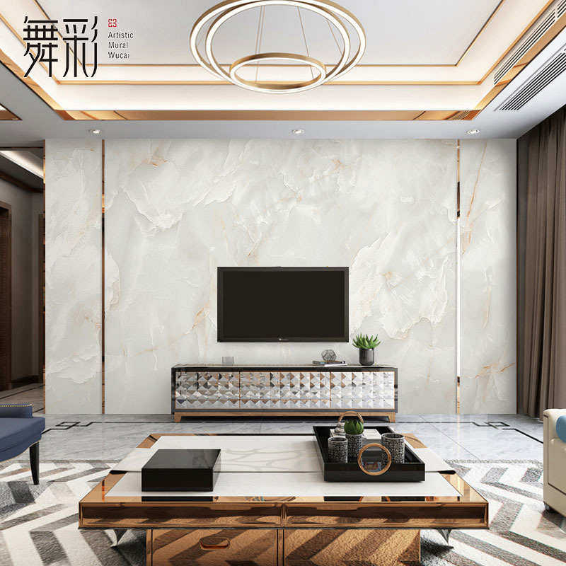 壁布现代简约彷大理石客厅电视背A景墙壁纸影视墙装饰壁画 画墙布