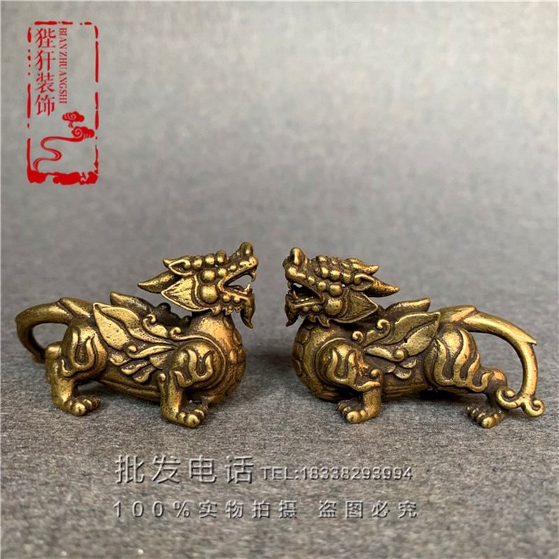纯铜貔貅摆件一对迷你招财神兽小号貔貅手把件中式装饰金属工艺品