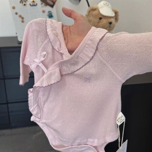 婴儿包屁衣夏季长袖女宝宝纯棉a类公主风哈衣新生儿透气三角爬服