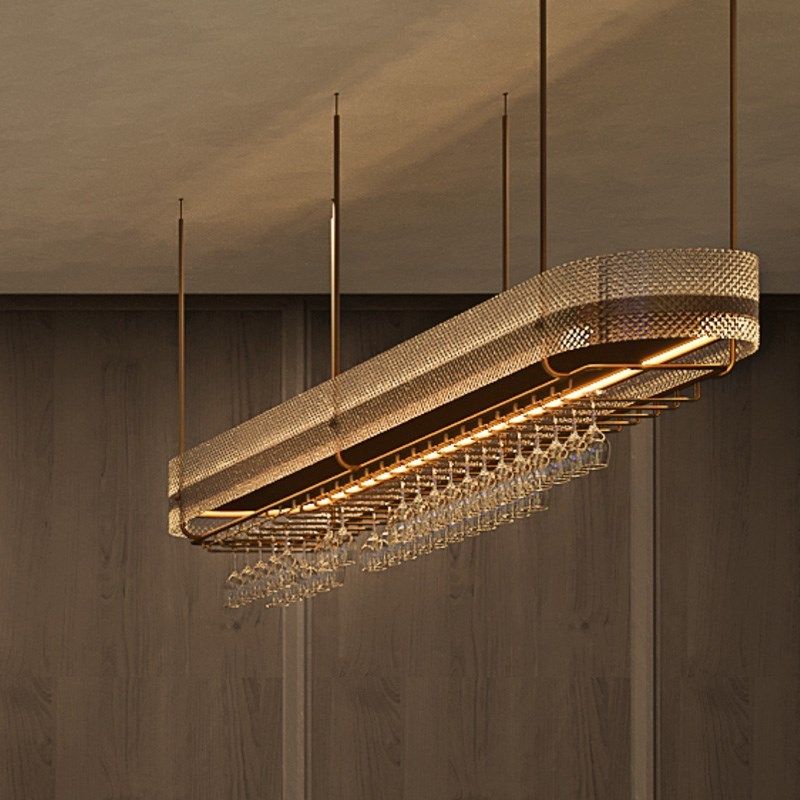 吧台酒架吊架悬挂玻璃酒柜吊柜发光吊杯架红酒杯倒挂式置物架定制