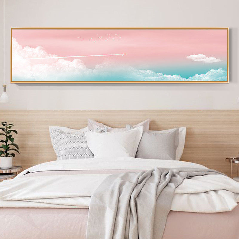 现代简约少女卧室床头装饰画粉色风景挂画孩子公主儿童房墙面壁画