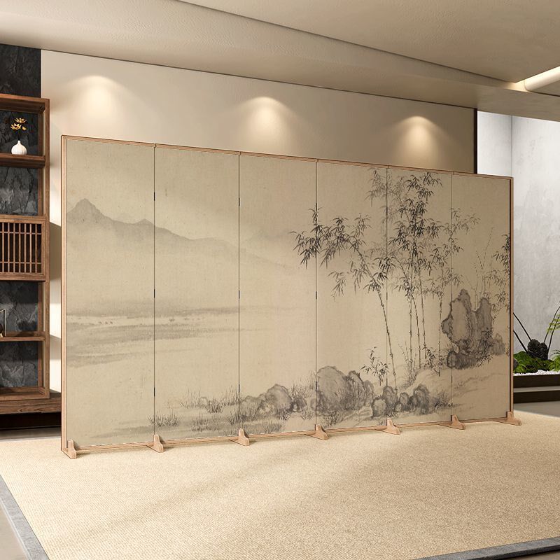茶室折叠移动遮挡装饰折屏布艺屏风隔断客厅入户玄关新中古办公室