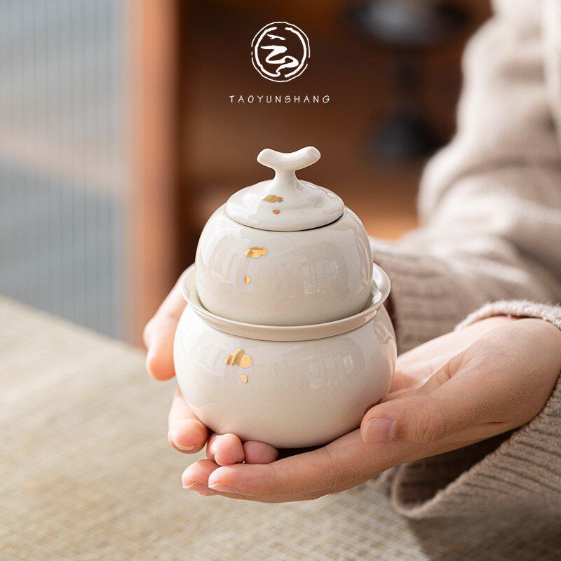葫宝快客杯陶瓷葫芦旅行茶具套装盖碗带过滤一S人饮泡茶便携茶具