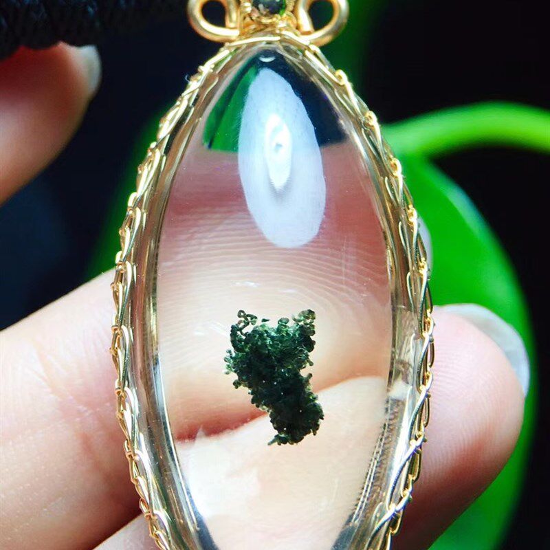 天然绿幽灵吊坠全包F裹绿幽灵马眼吊坠
