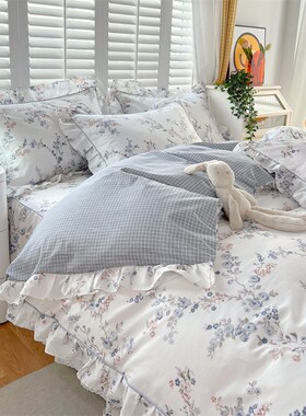 韩版公主风田园小碎花被套单件纯棉z全棉单人1.5被罩2.0米双人被