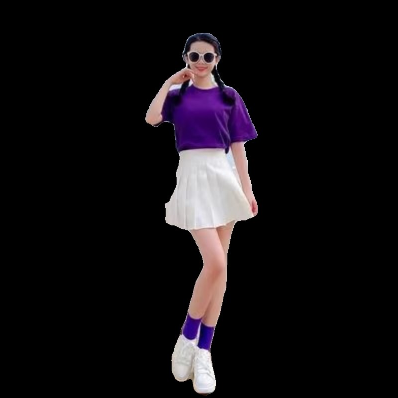 糖果色百褶裙套装夏季啦啦操演出拉拉队表演运动会毕业季闺蜜服装