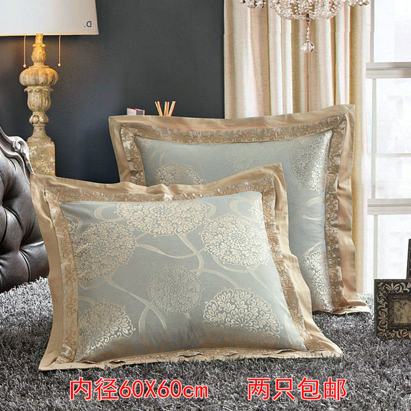 欧式全棉贡缎沙发靠垫套60x60不含芯加大L红结婚庆床头靠枕抱枕套