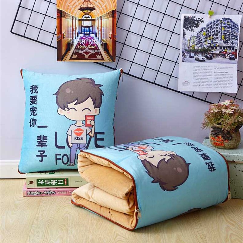 汽车抱枕被子两用车内靠枕车用腰枕卡通可爱车Q上加厚保暖睡觉枕