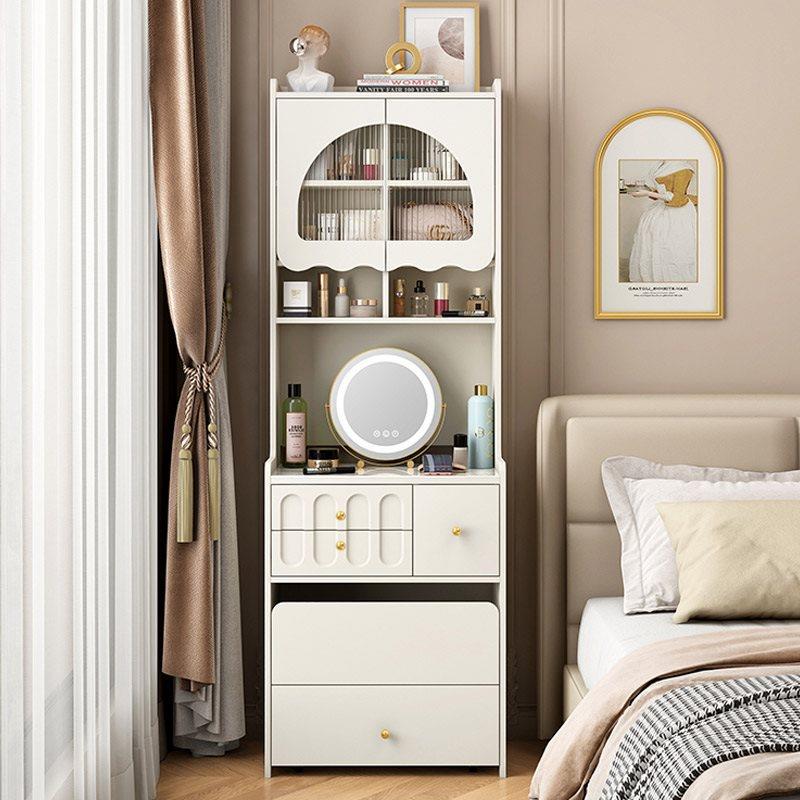 奶油风岩板梳妆台卧室现代简约斗柜一体化妆台新小户型轻奢化