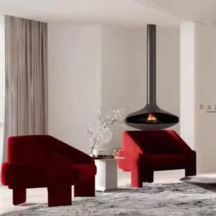 现货单人布艺沙发设计款 异性售楼处大厅接待扶手椅北欧轻奢老虎椅