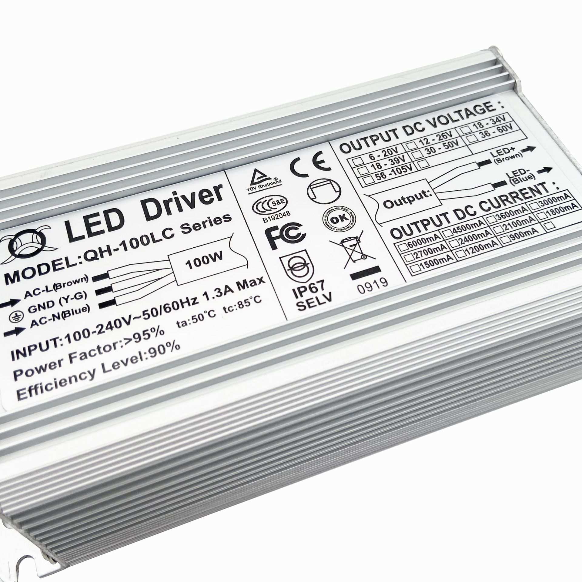 TUV过CE认证IP67防水电源80W90W100W路灯投光灯隧道灯LED驱动电源