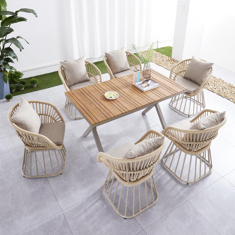 户外休闲桌椅接待桌椅组合洽谈桌室外花园阳台露天藤椅轻奢设计