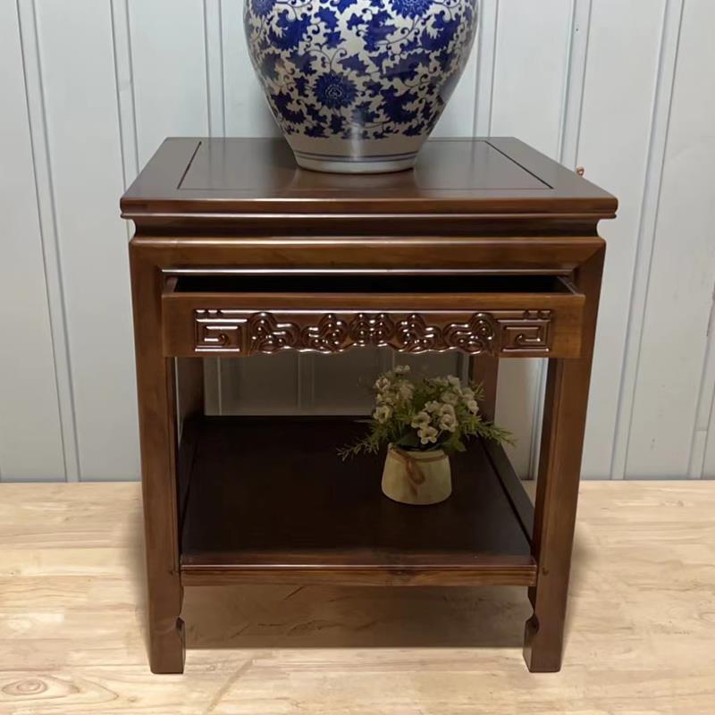 中式实木花架鱼缸盆景架置物小方桌奇石头摆件侧边茶几方形桌角几