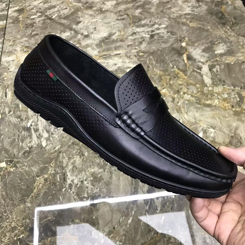豆豆鞋男夏季新款真皮镂空凉鞋男士舒适软底透气一脚蹬洞洞皮鞋潮