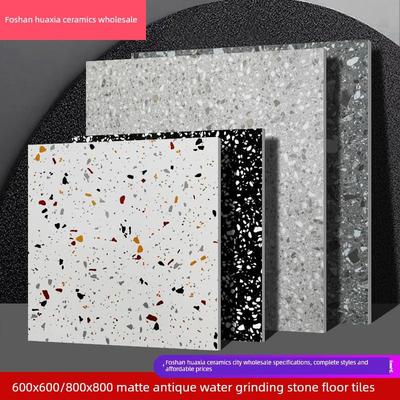 哑光水磨石地砖x卫生间防滑地板砖x灰色水磨石纹瓷砖