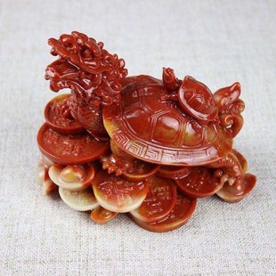 原石玉石寿山石雕田芙蓉色代代富贵龙龟客厅办公室摆件观赏石奇石