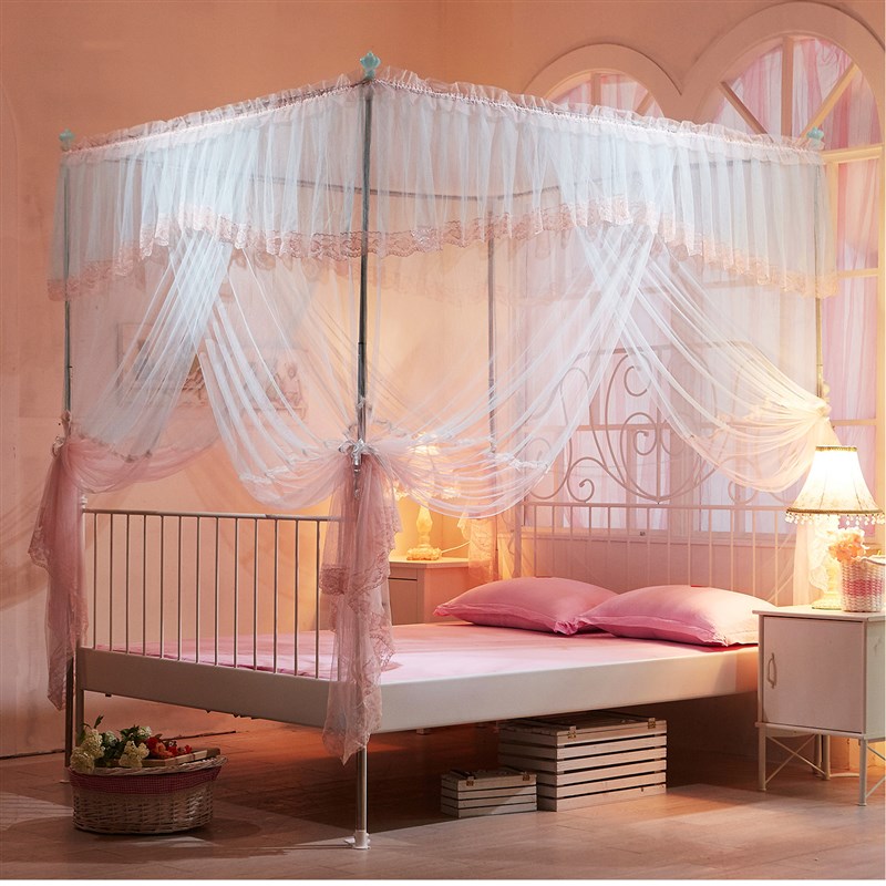 新款落地蚊帐家用公主风p1.5m1.2三开门2米加密加厚纱1.8m床防纹