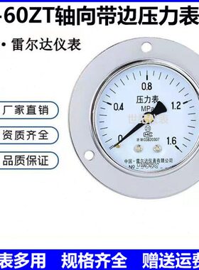 雷尔达压力表面板式仪表Y60ZT 11.6MPAY60Z轴向真空压力表水压表