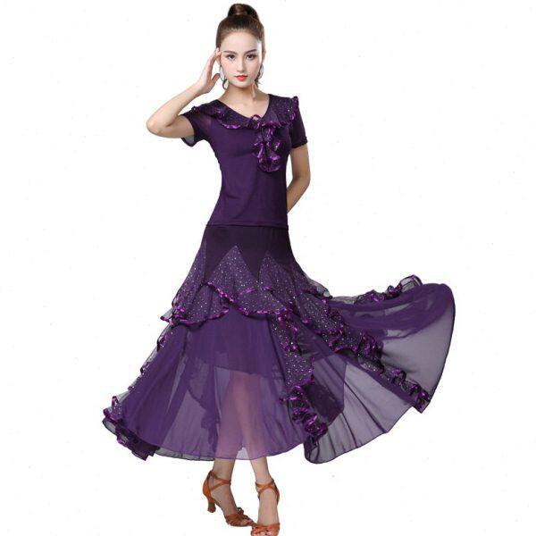 半身裙舞蹈高腰大摆裙春夏国标交谊舞裙广场舞演出跳舞裙舞蹈长裙